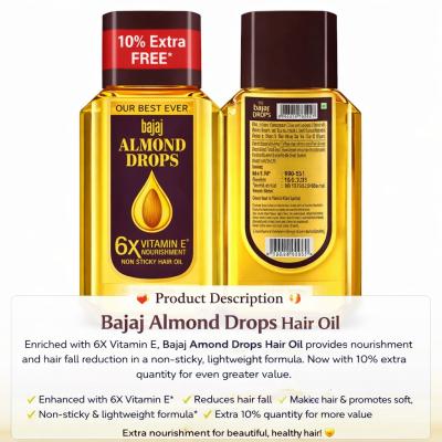 BAJAJ ALMOND DROPS NON STICKY HAIR OIL 45ml